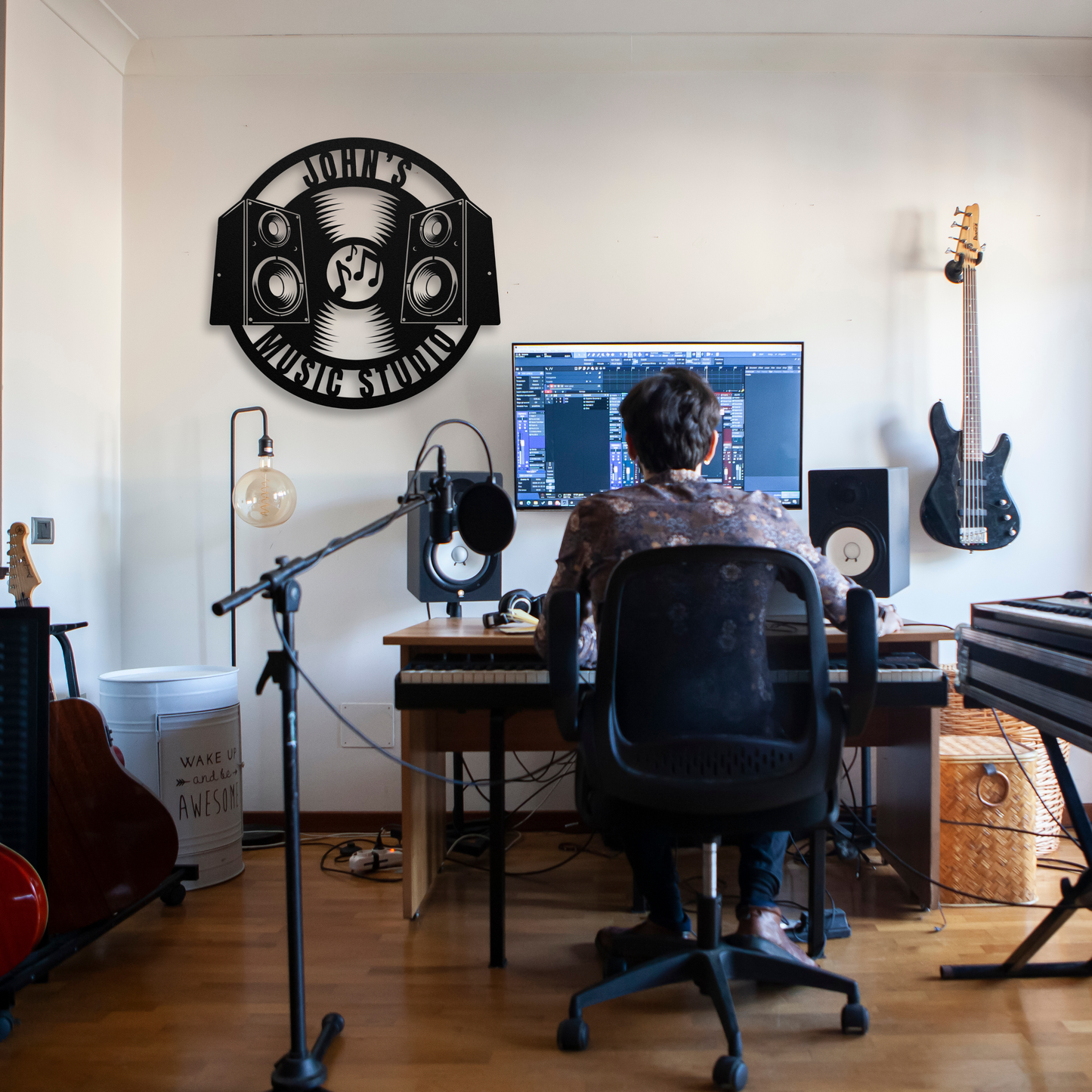 Personalized Music Studio Die-Cut Metal Sign