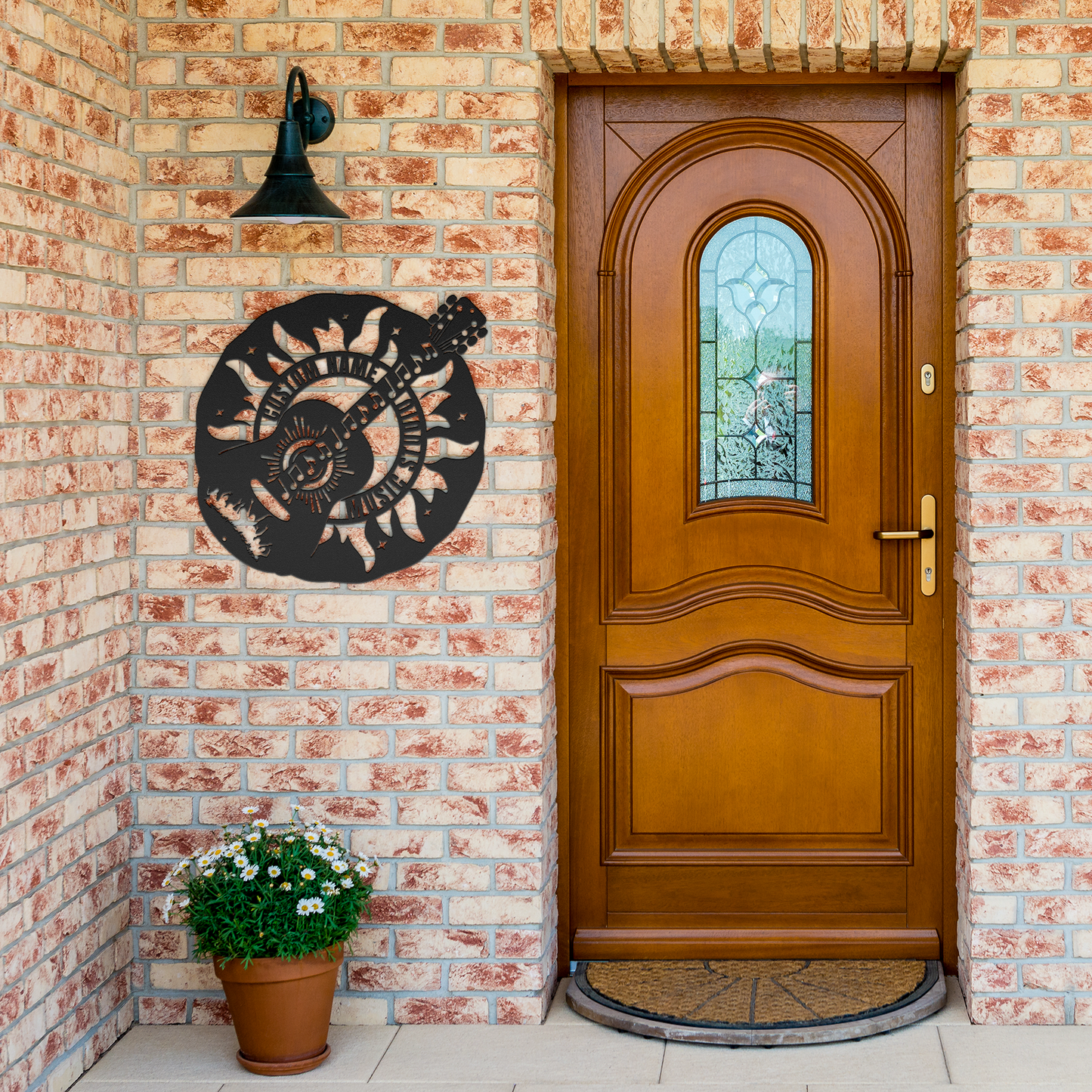 Personalized_Music_Metal_Sign_Black_Brick_Entrance_Mockup.png