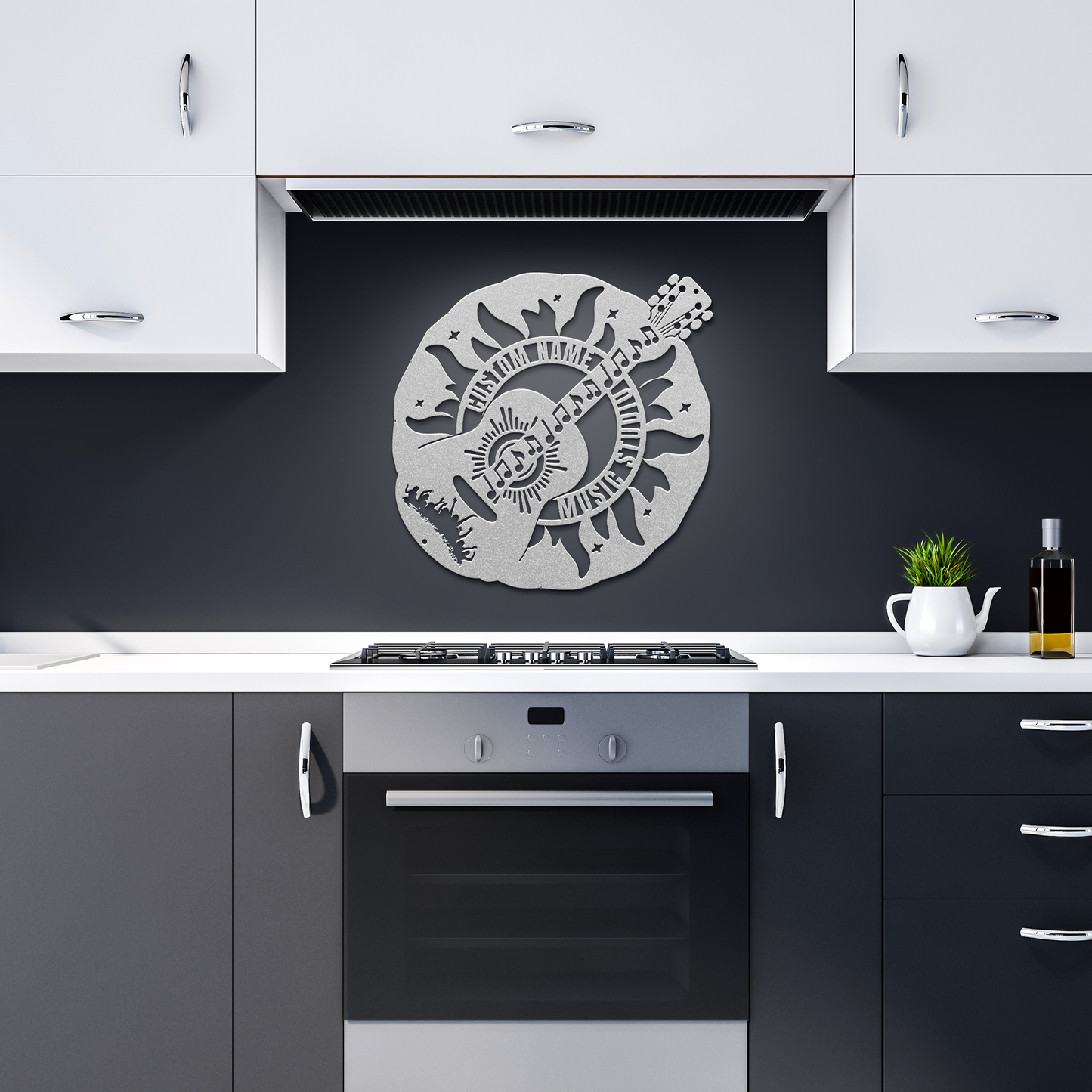 Personalized_Music_Metal_Sign_Silver_Dark_Kitchen_Mockup.png