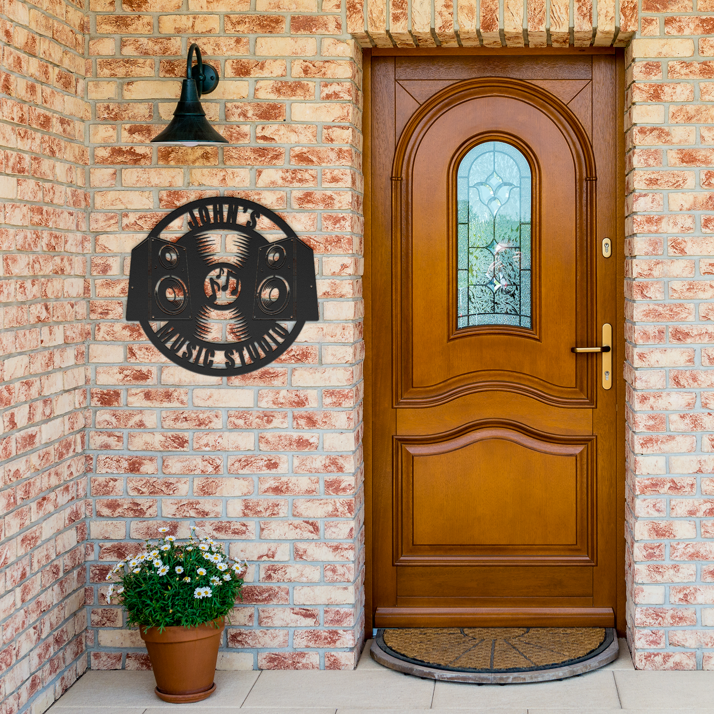 Personalized_Music_Studio_Die-Cut_Metal__Black_Brick_Entrance_Mockup.png
