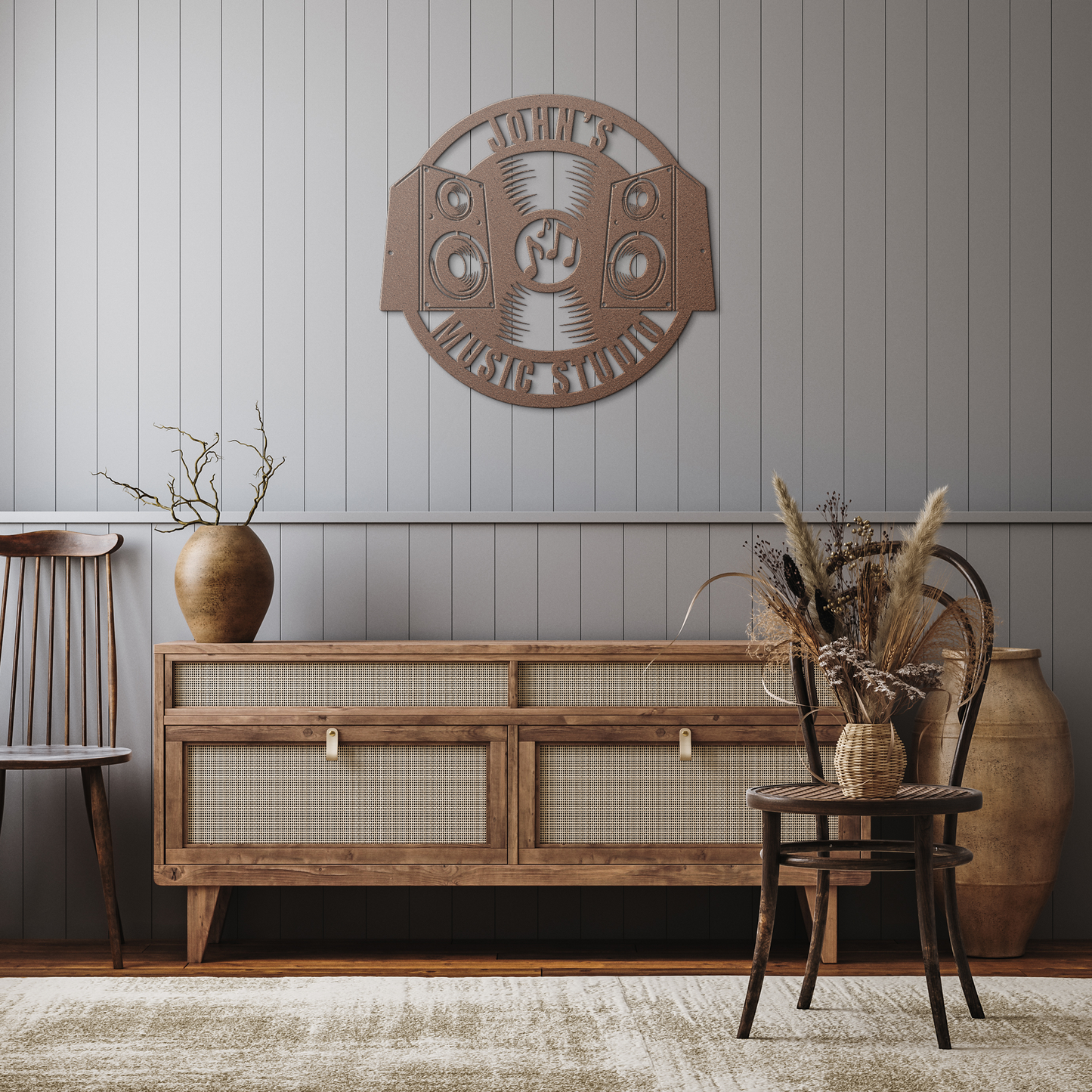 Personalized_Music_Studio_Die-Cut_Metal__Copper_Rustic_Hallway_Mockup.png
