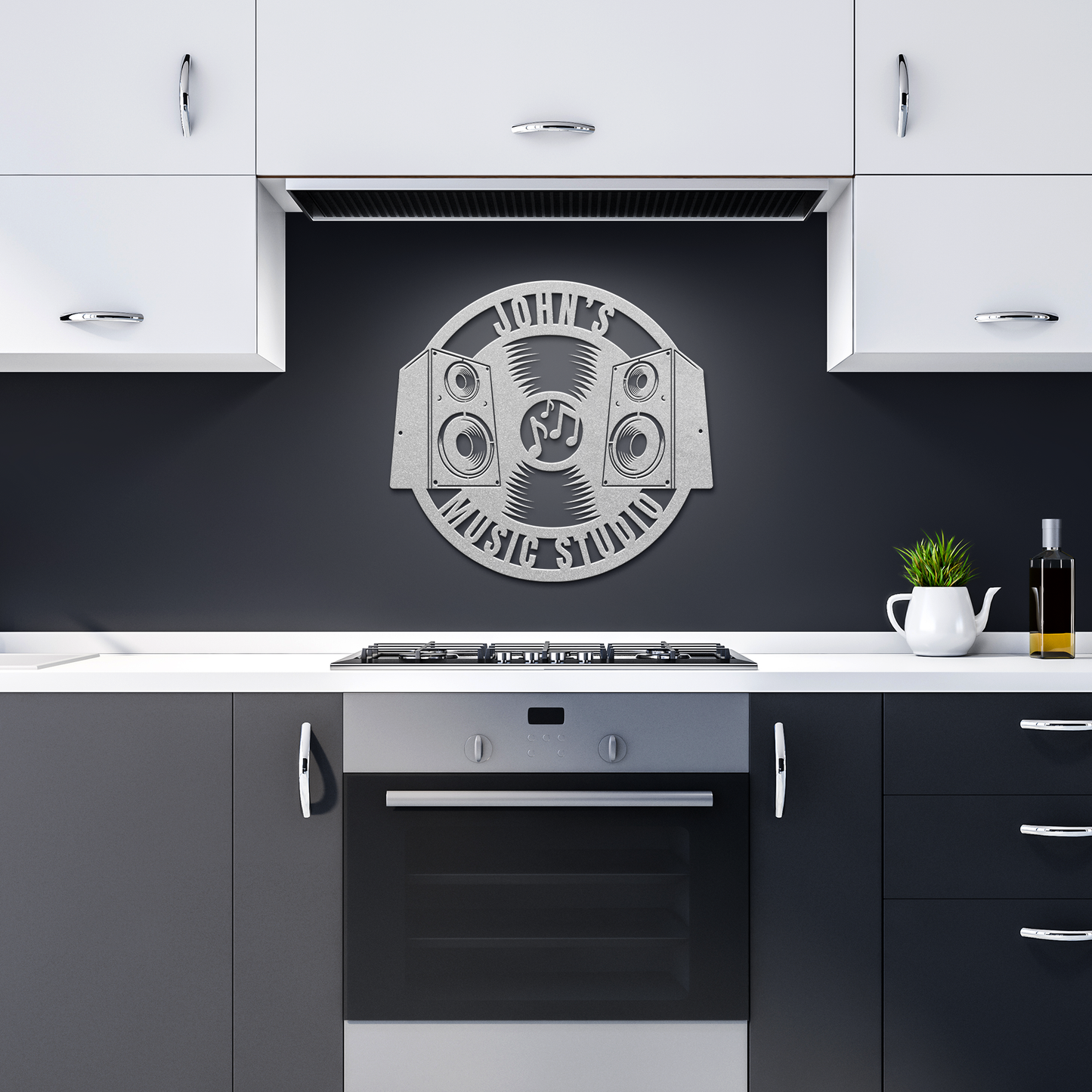 Personalized_Music_Studio_Die-Cut_Metal__Silver_Dark_Kitchen_Mockup.png