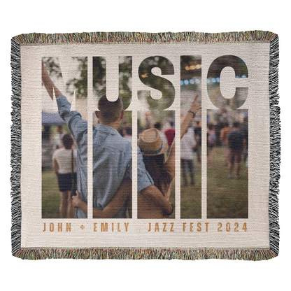 Personalized Music Photo Woven Blanket