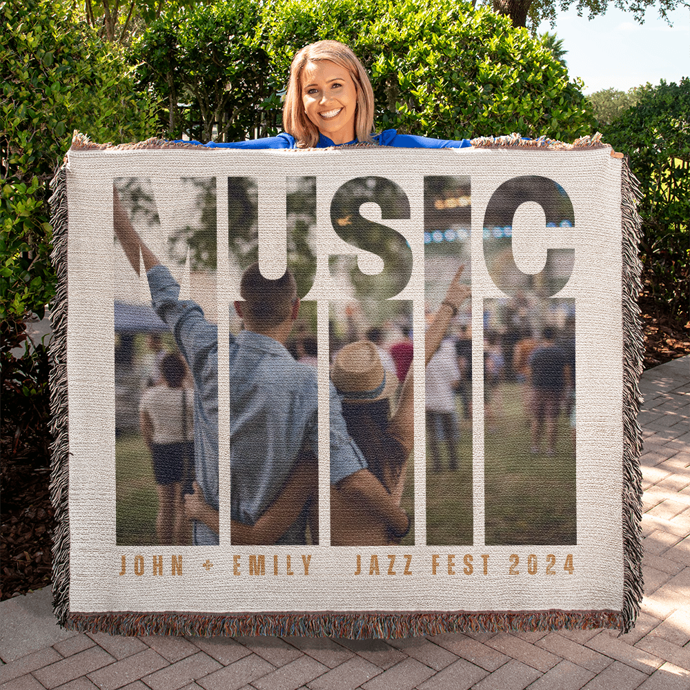 Personalized Music Photo Woven Blanket