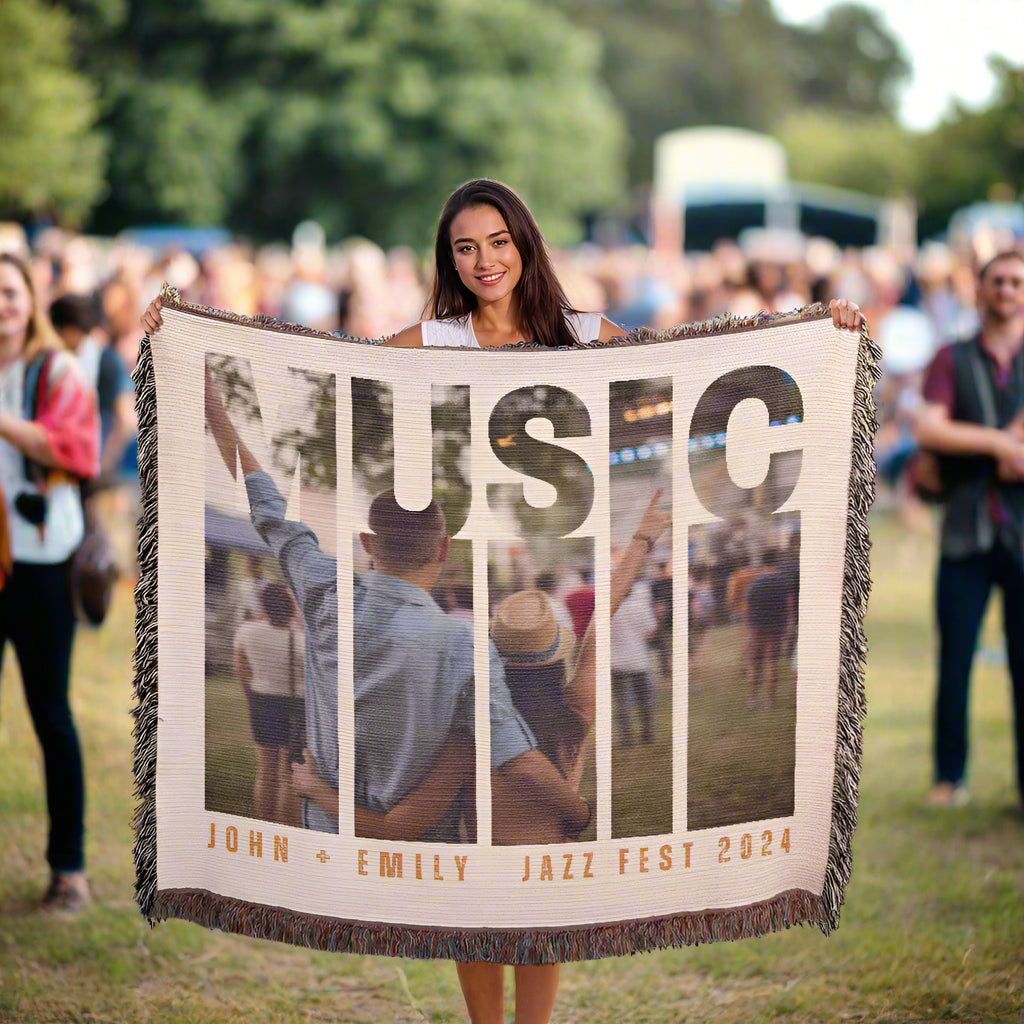 Personalized Music Photo Woven Blanket