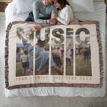 Personalized Music Photo Woven Blanket