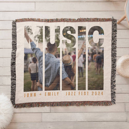 Personalized Music Photo Woven Blanket